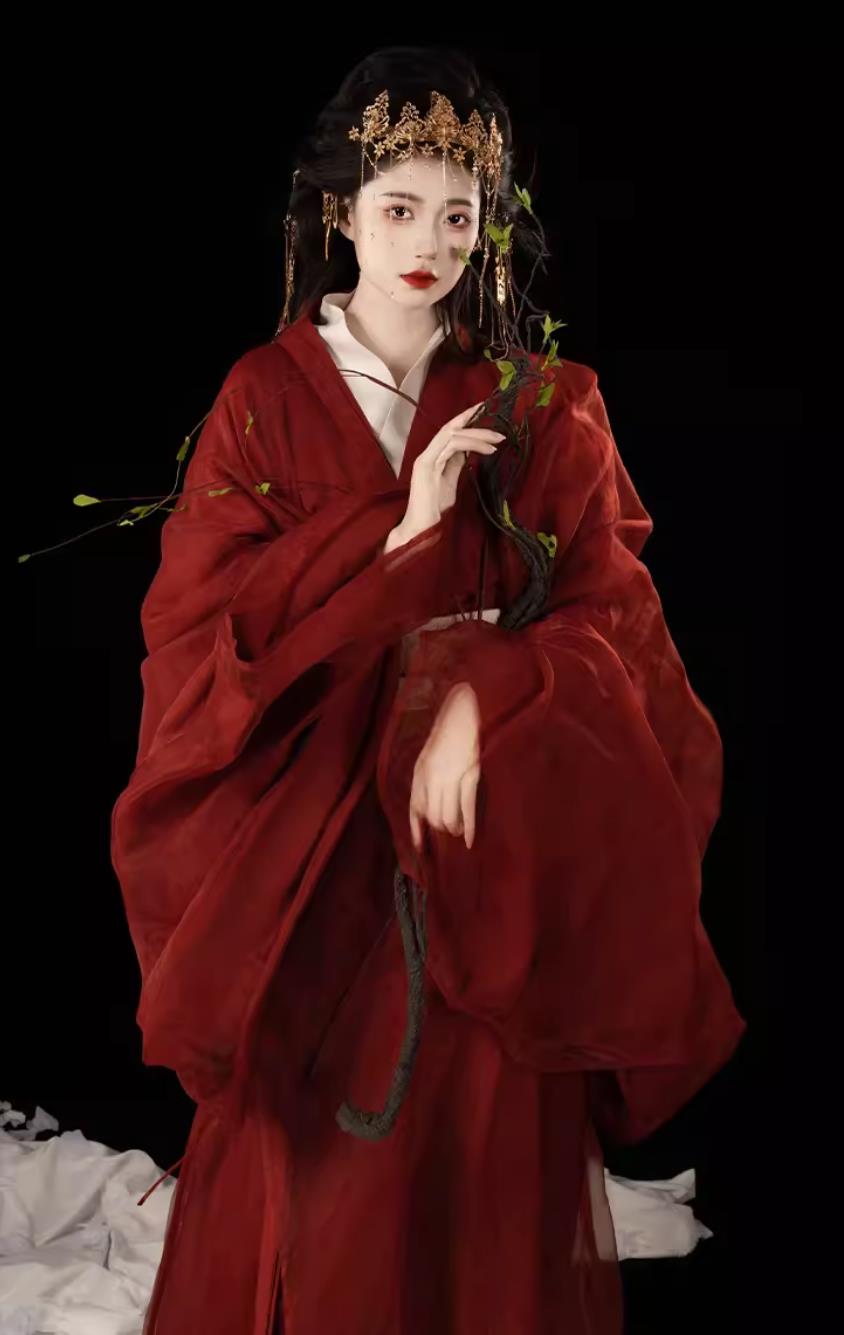 Chinese Ancient Bride Red Dress China Travel Photography Clothing Traditional Wedding Hanfu Warring States Robe