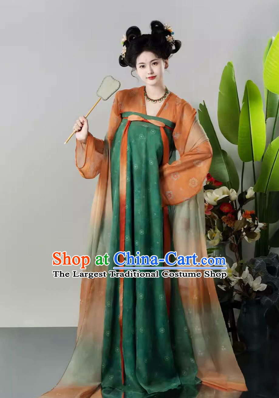 Chinese Tang Dynasty Young Lady Clothing Traditional Hanfu Ruqun Ancient Court Maid Dress China Travel Photography Costume