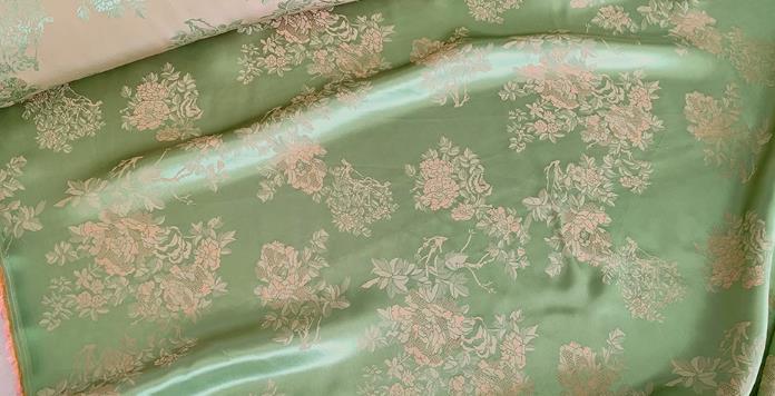 Green Chinese Qipao Mulberry Silk Cloth China Classical Flowers Pattern Jacquard Material Traditional Design Fabric