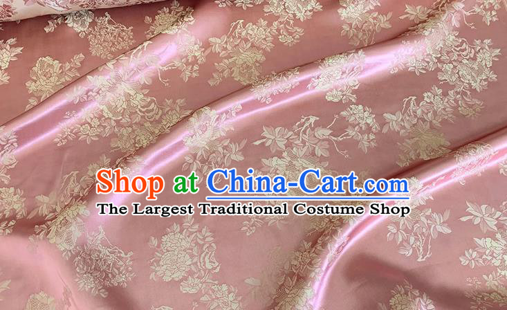 Watermelon Red China Classical Flowers Pattern Jacquard Material Traditional Design Fabric Chinese Cheongsam Mulberry Silk Cloth