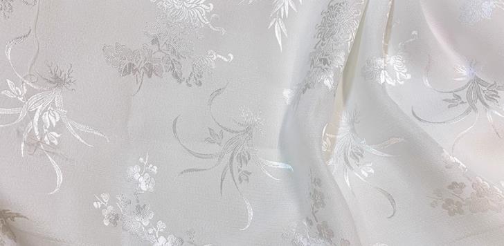 White Traditional Qipao Fabric Chinese Cheongsam Mulberry Silk Cloth China Classical Plum Blossoms Orchid Bamboo Chrysanthemum Pattern Jacquard Material