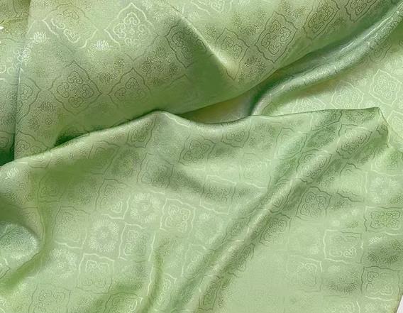 Green Chinese Mulberry Silk Cloth China Classical Pattern Jacquard Material Traditional Cheongsam Fabric