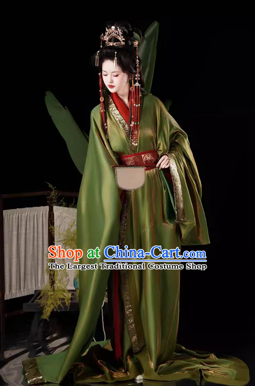 Chinese Travel Photography Clothing Traditional Hanfu Green Warring States Robe Ancient Princess Costumes Complete Set