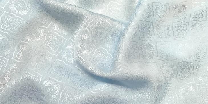 Light Blue Traditional Cheongsam Fabric China Mulberry Silk Cloth Chinese Classical Pattern Jacquard Material