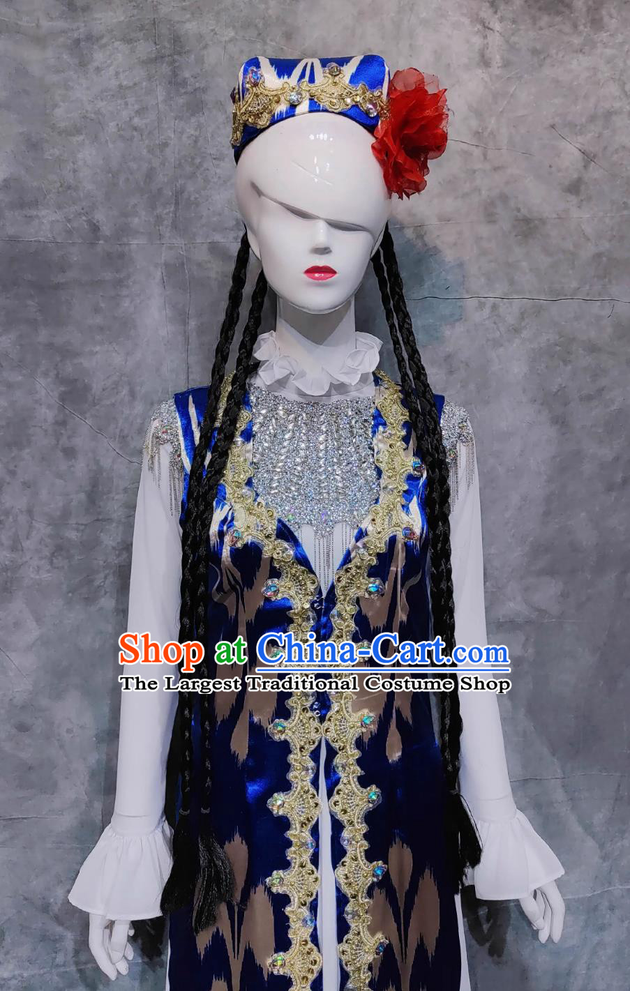 Chinese Xinjiang Ethnic Woman Clothing China Uyghur National Minority Dress Uighur Stage Show Costume