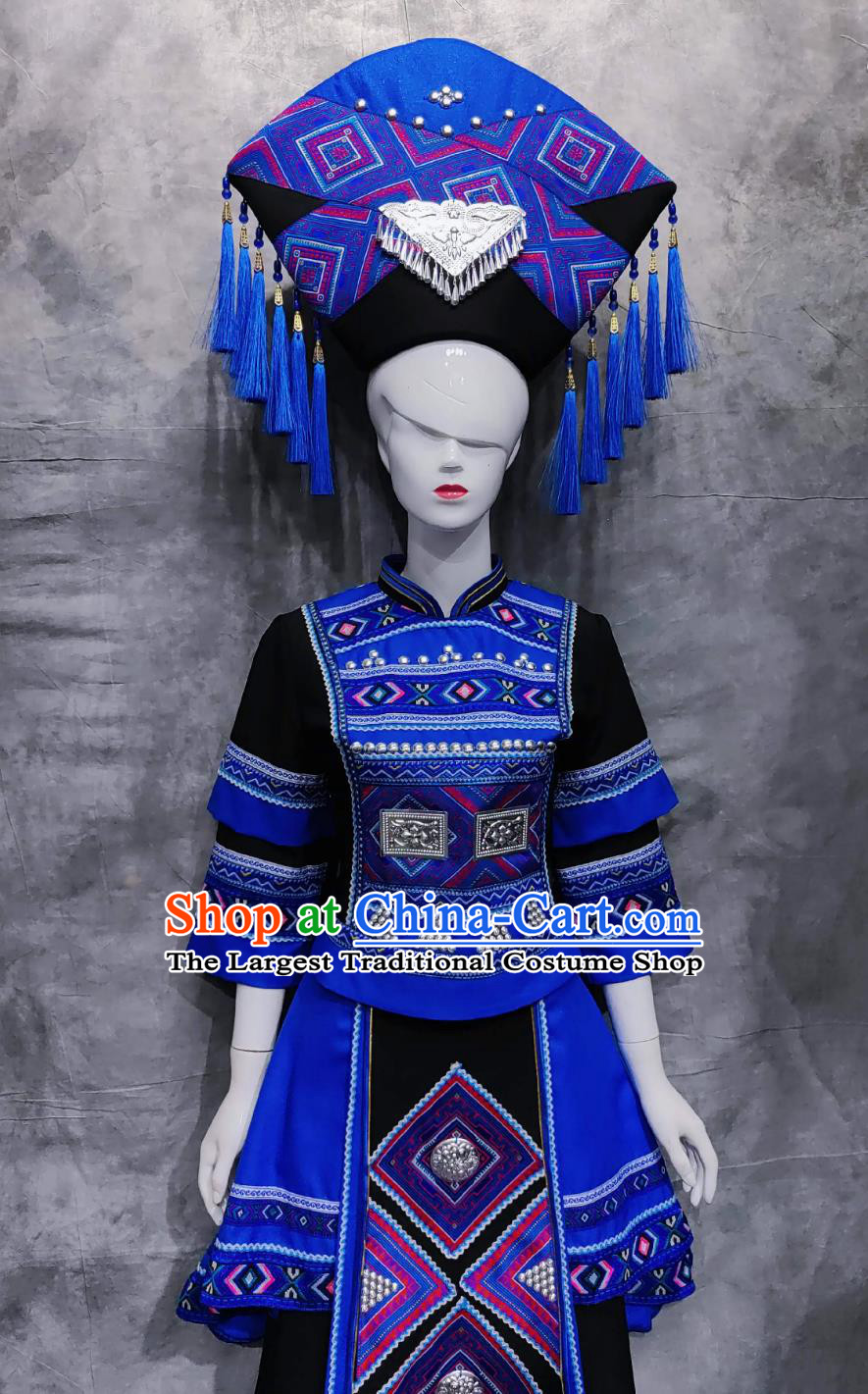 China National Minority Dance Dress Chinese Guangxi March rd Woman Solo Costume Zhuang Ethnic Festival Clothing