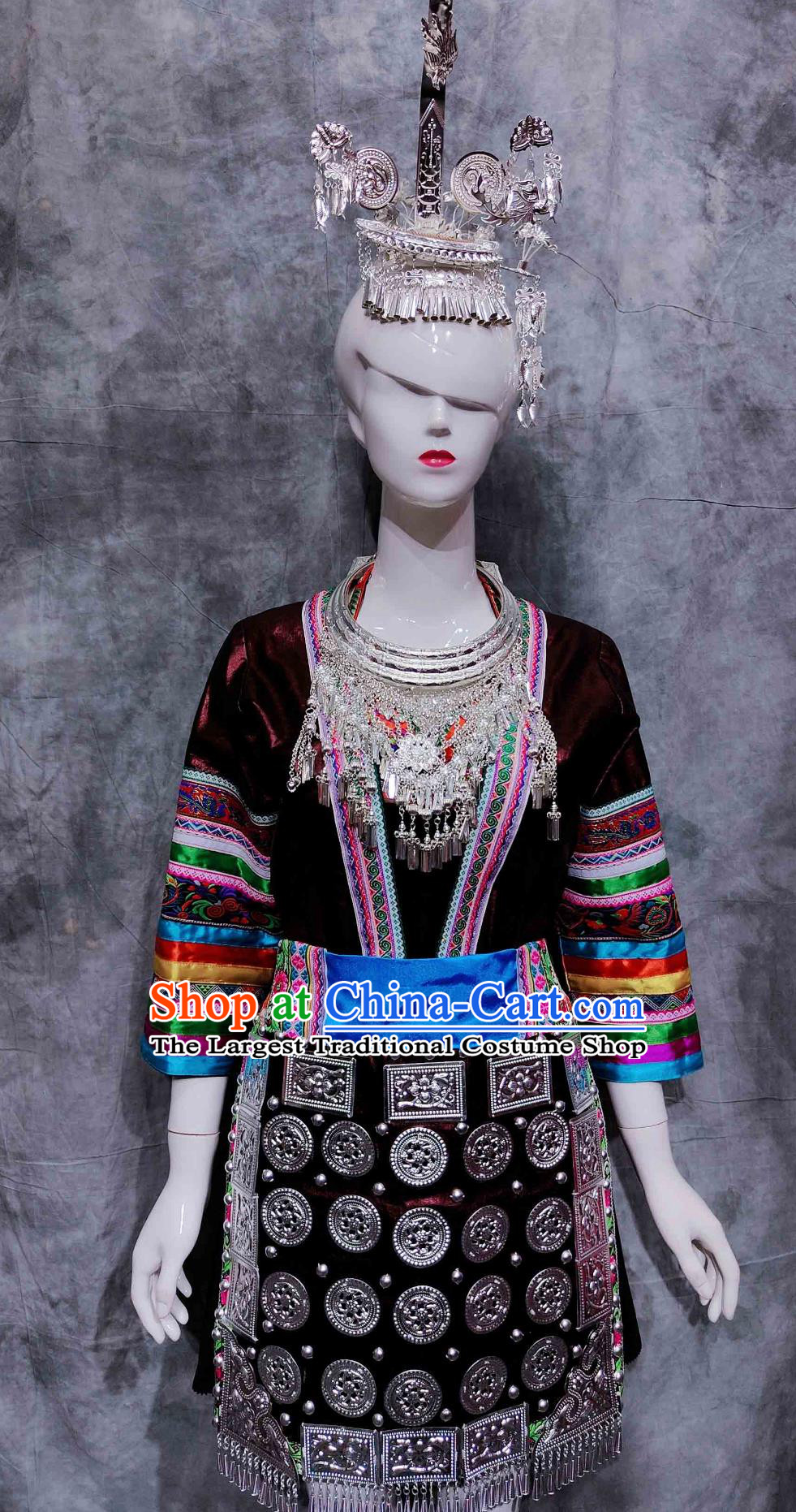 Traditional Guizhou Travel Dress Chinese Ethnic Dance Costume China Dong National Minority Woman Clothing
