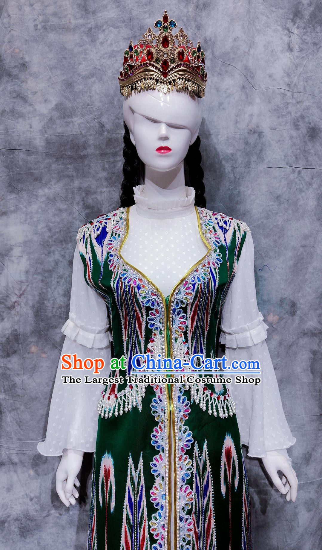 Chinese Uyghur Ethnic Dance Costume China Uighur National Minority Woman Clothing Traditional Xinjiang Travel Dress