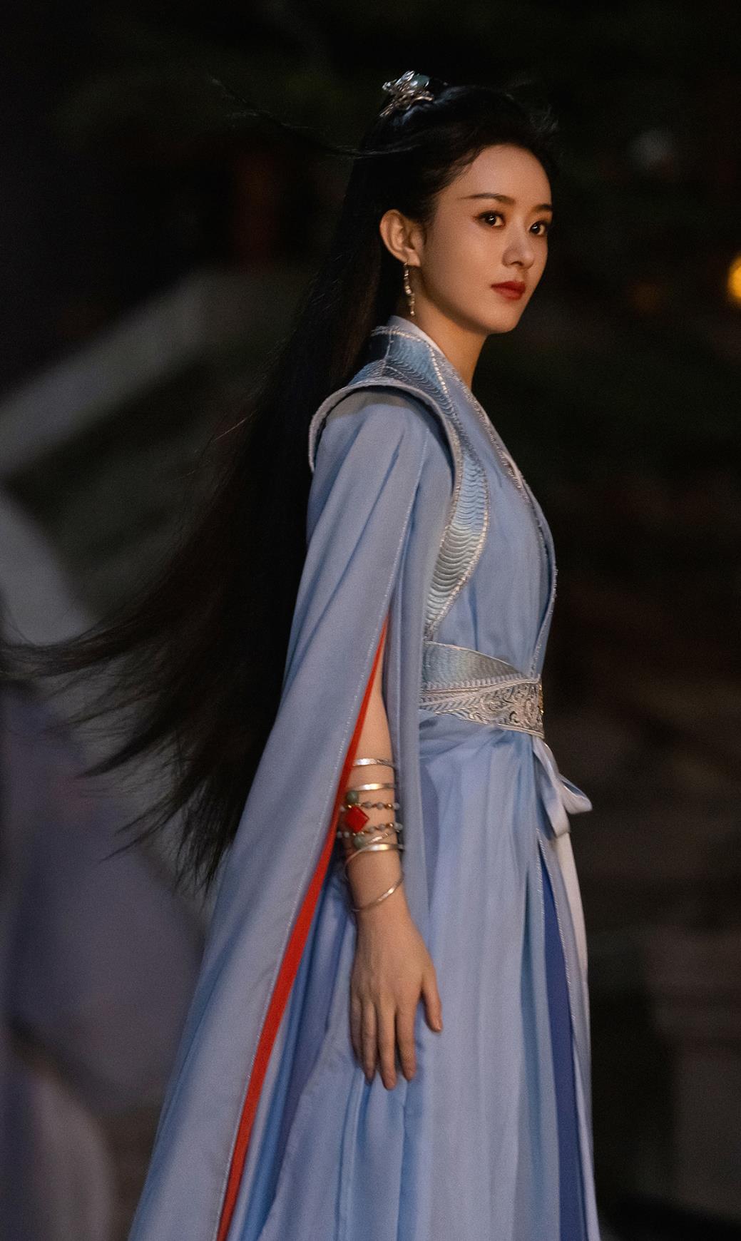 Chinese TV Series The Legend Of Shen Li Swordswoman Blue Clothing Ancient China Female General Garment Costume