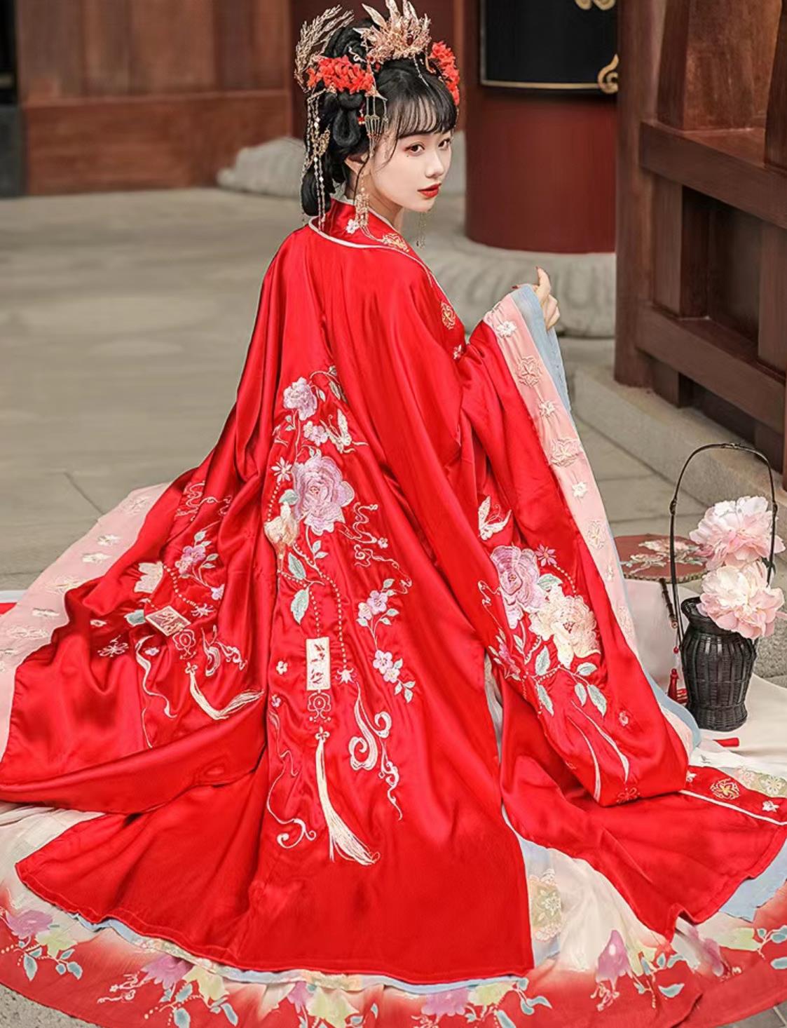 Chinese Tang Dynasty Bride Red Dress Ancient China Princess Costume Traditional Wedding Clothing