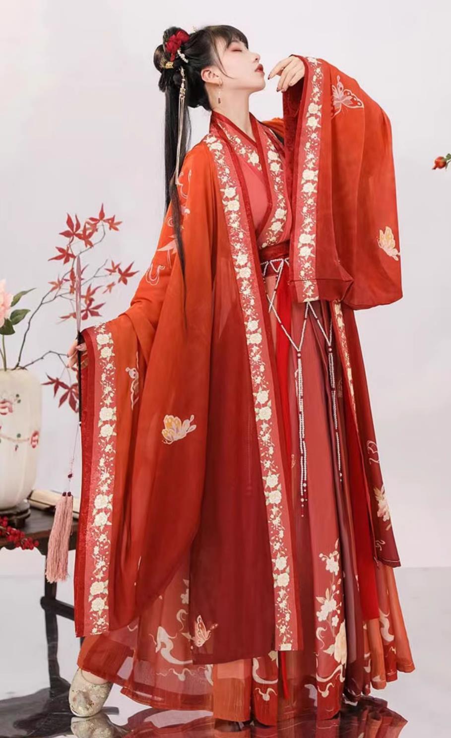 Traditional Wedding Clothing Chinese Jin Dynasty Bride Red Dress Ancient China Princess Costume