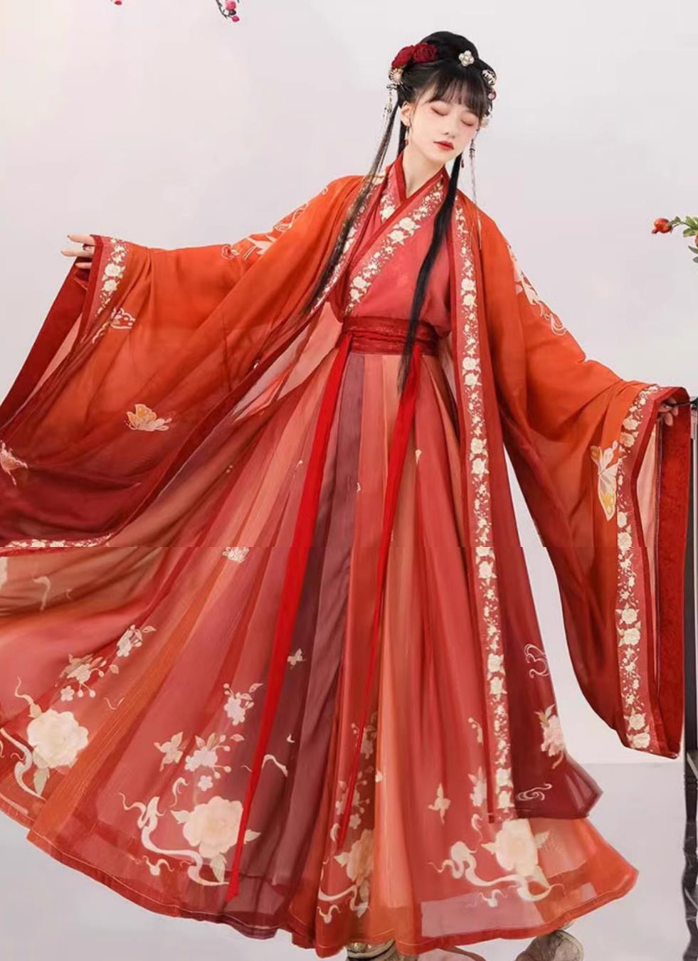 Traditional Wedding Clothing Chinese Jin Dynasty Bride Red Dress Ancient China Princess Costume