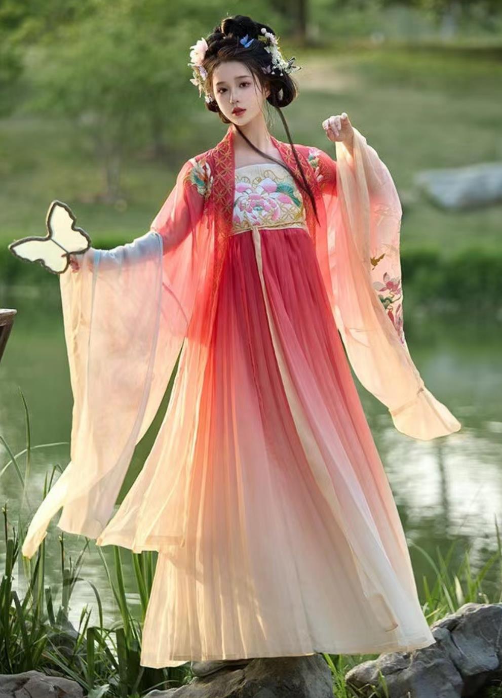 Ancient China Fairy Costume Traditional Hanfu Clothing Chinese Tang Dynasty Royal Princess Red Dress
