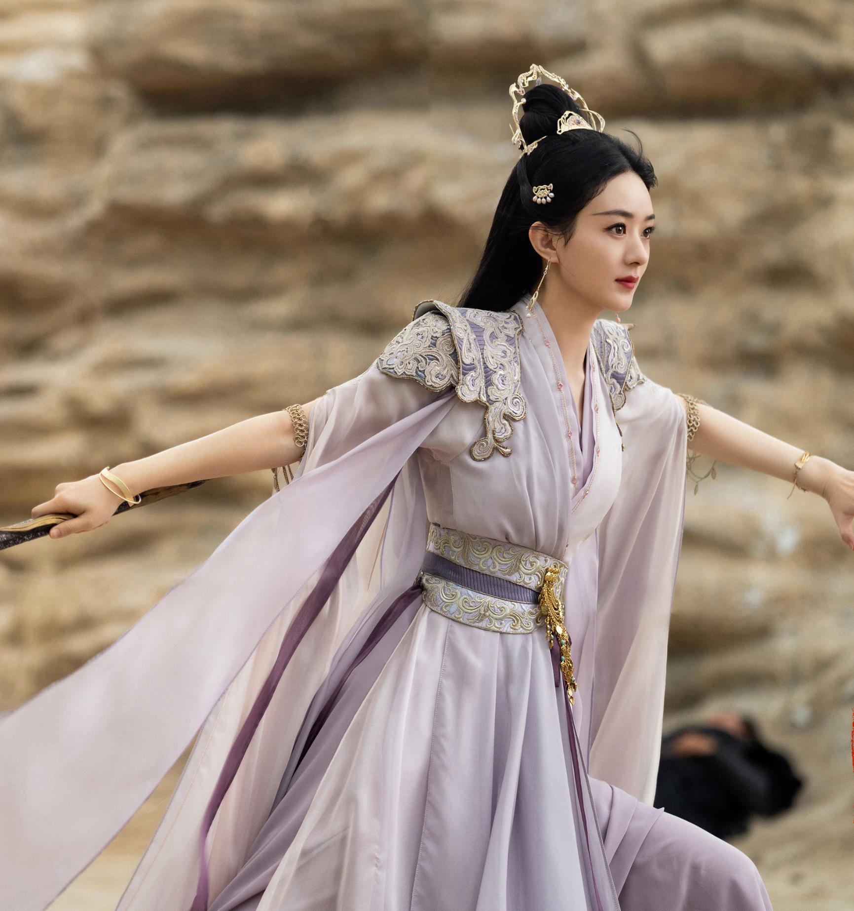 Chinese TV Series The Legend Of Shen Li Female General Clothing Ancient China Swordswoman Lilac Garment Costume