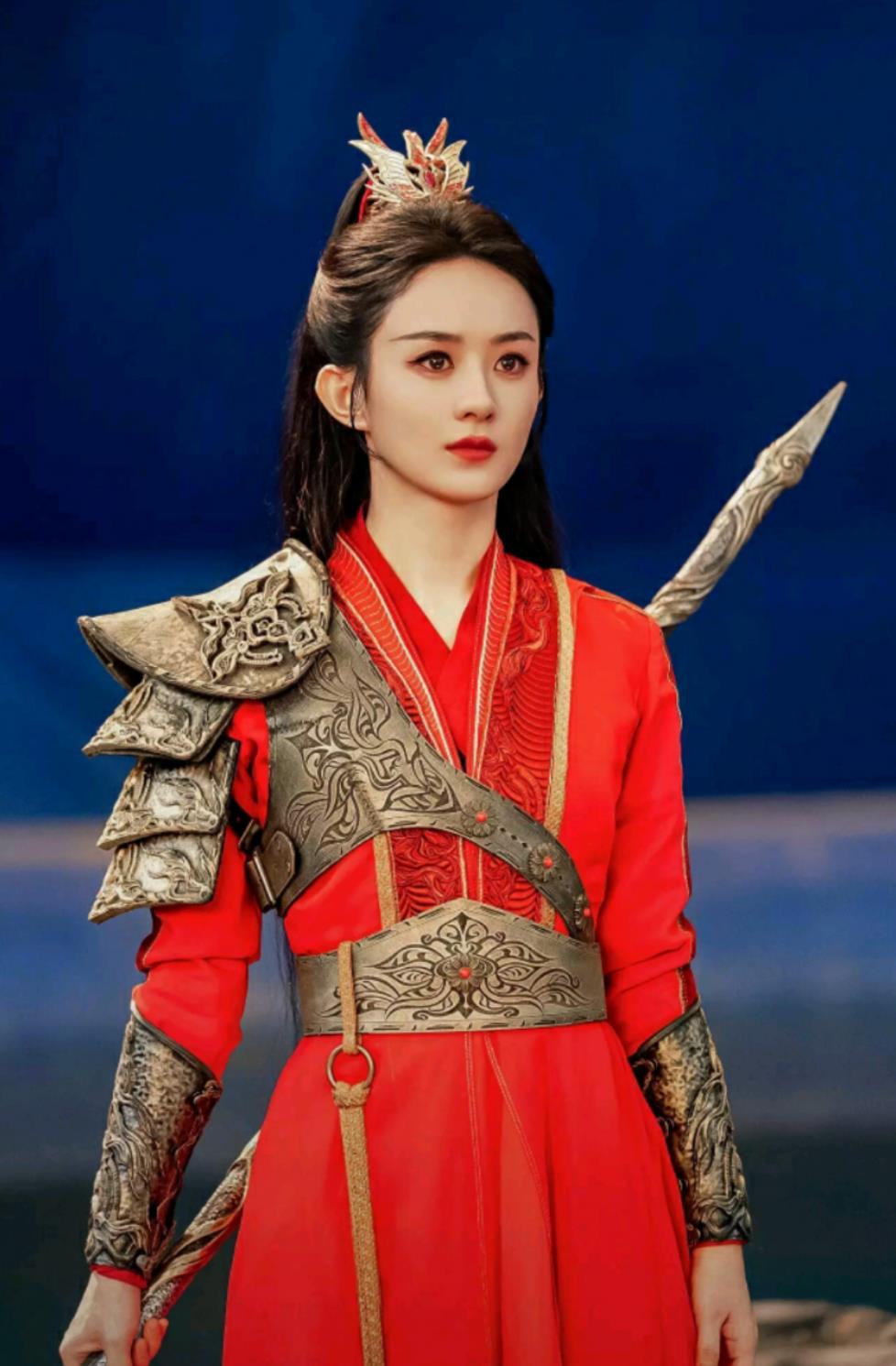 Chinese TV Series The Legend Of Shen Li Female General Red Clothing Ancient China Swordswoman Armor Costume