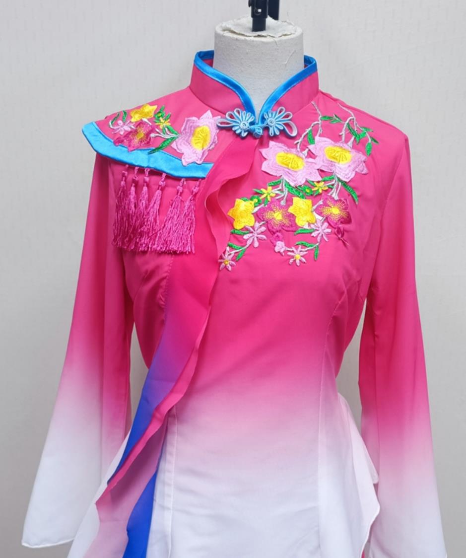 Women Group Performance Pink Outfit China Yangko Dance Clothing Chinese Folk Dance Costume