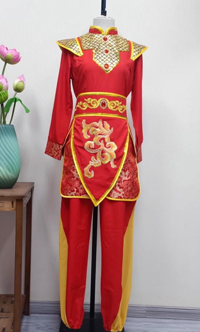 Women Group Performance Red Outfit China Drum Dance Clothing Chinese Folk Dance Yangko Costume