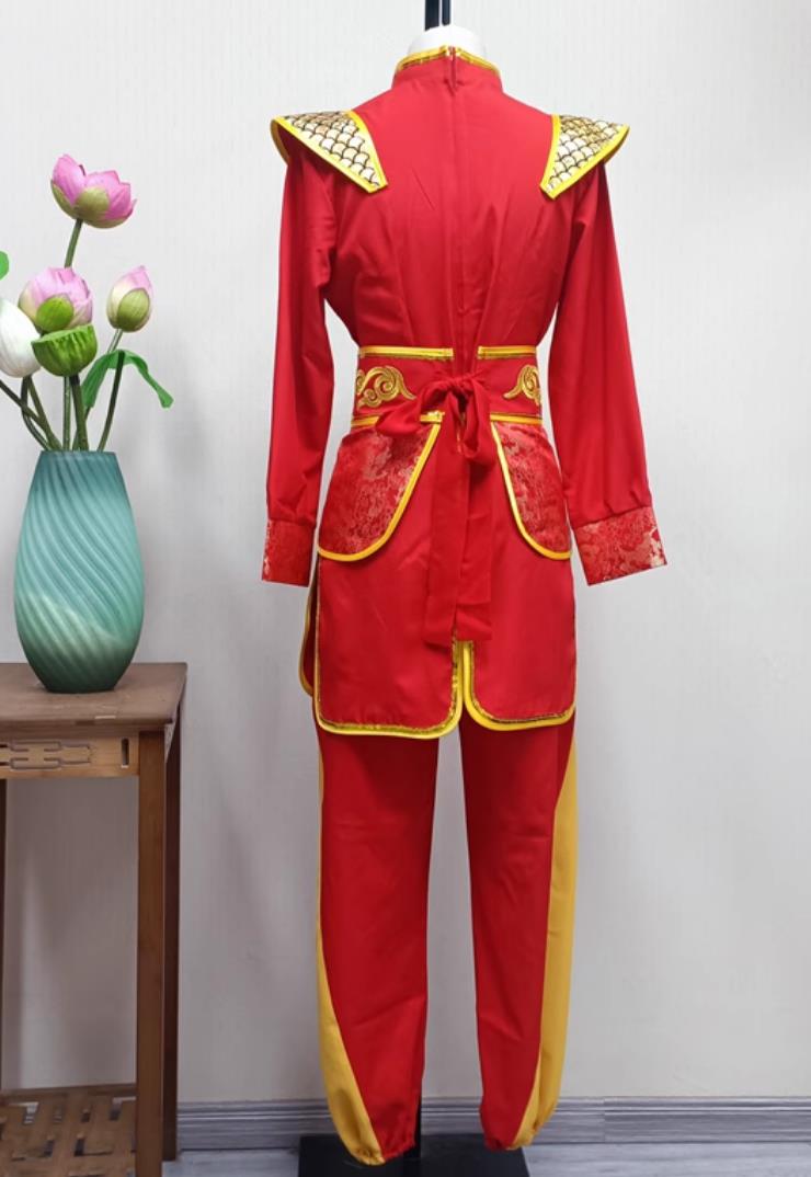 Women Group Performance Red Outfit China Drum Dance Clothing Chinese Folk Dance Yangko Costume