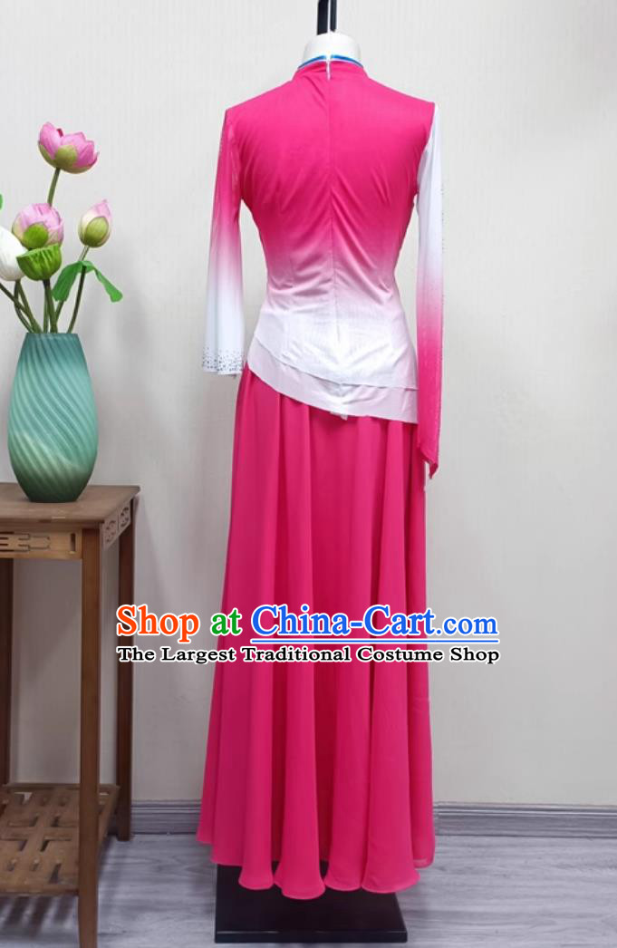 China Fan Dance Clothing Chinese Folk Dance Yangko Costume Women Group Performance Pink Outfit