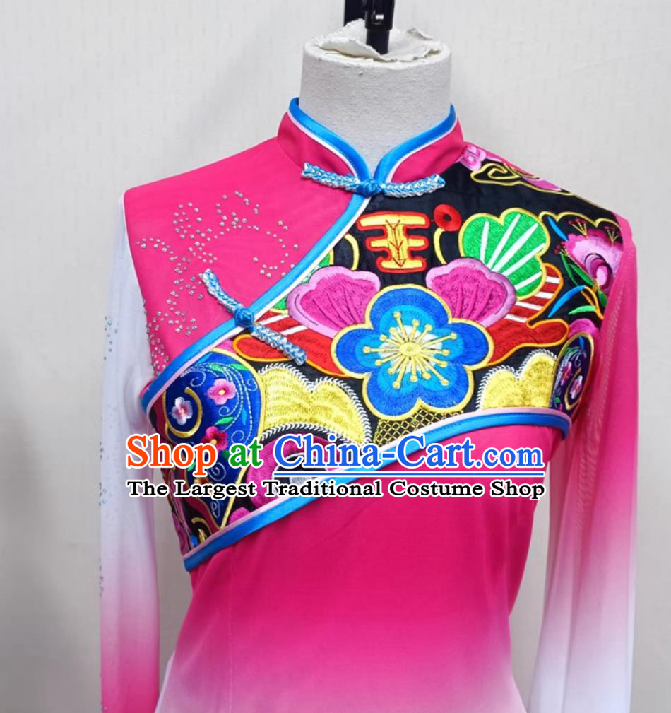 China Fan Dance Clothing Chinese Folk Dance Yangko Costume Women Group Performance Pink Outfit