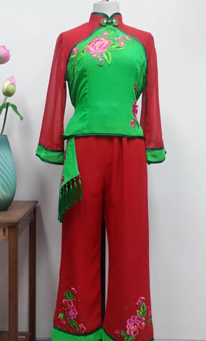 Chinese Drum Show Costume Shanxi Women Group Performance Outfit China Folk Dance Yangko Dance Clothing