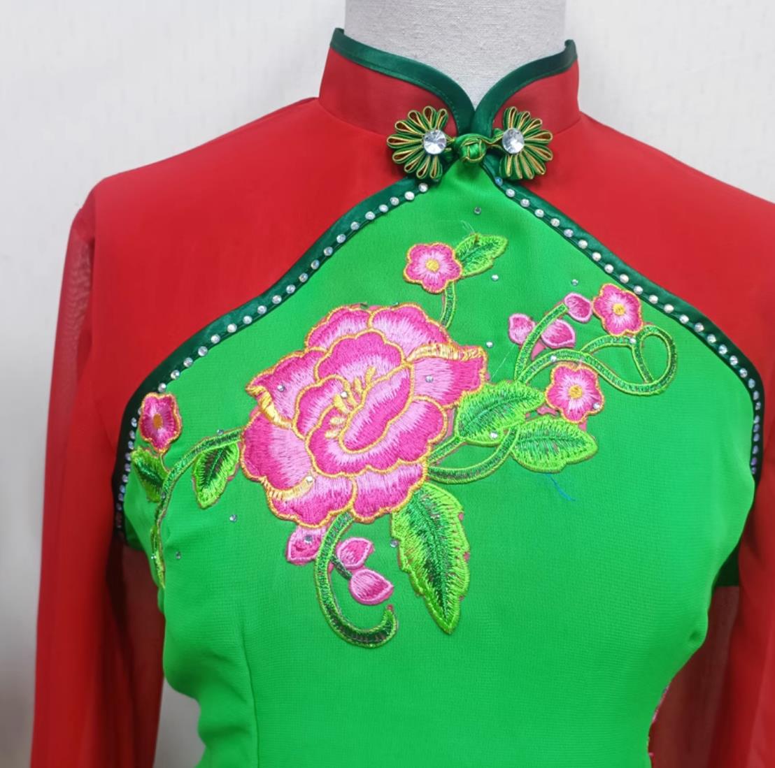 Chinese Drum Show Costume Shanxi Women Group Performance Outfit China Folk Dance Yangko Dance Clothing