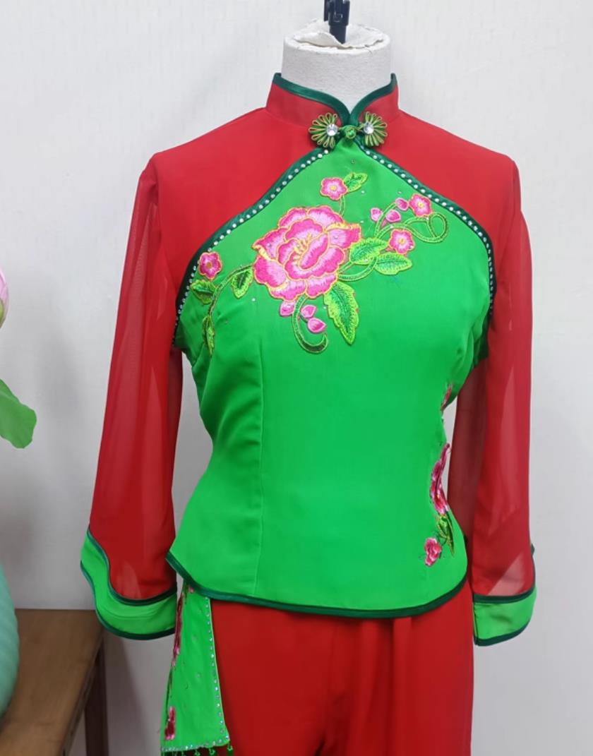 Chinese Drum Show Costume Shanxi Women Group Performance Outfit China Folk Dance Yangko Dance Clothing