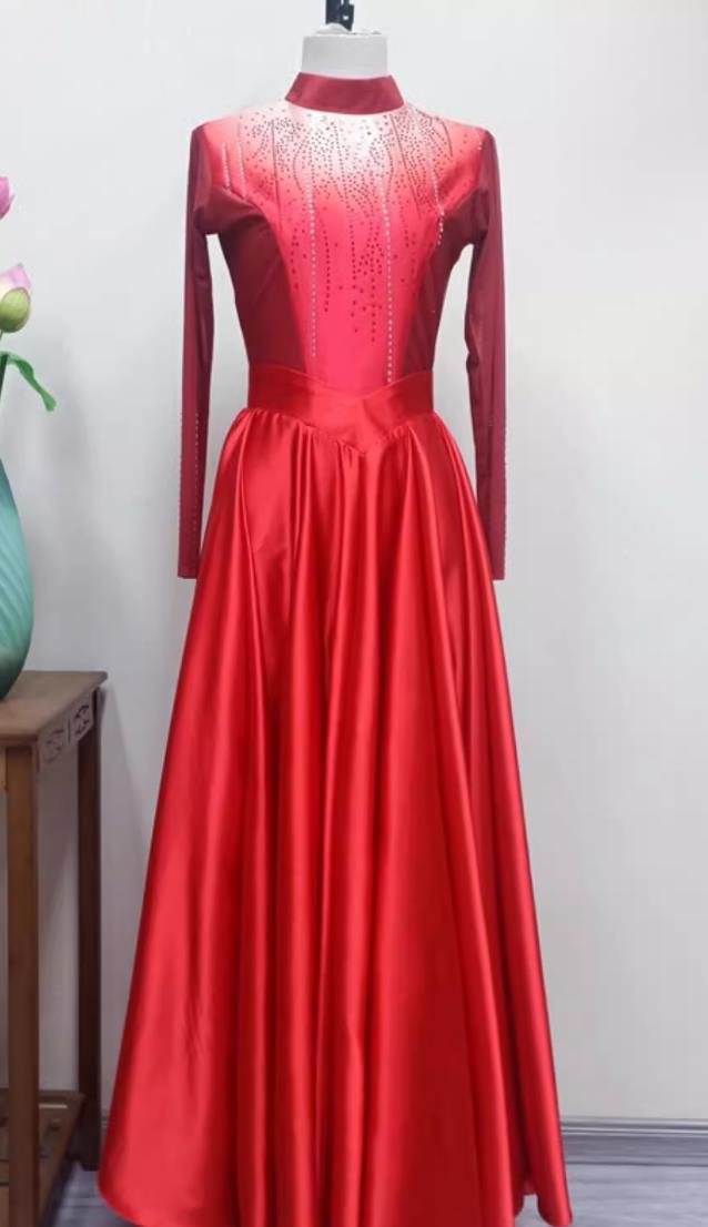 Women Group Performance Red Dress China Classical Dance Clothing Chinese Spring Festival Gala Opening Dance Costume
