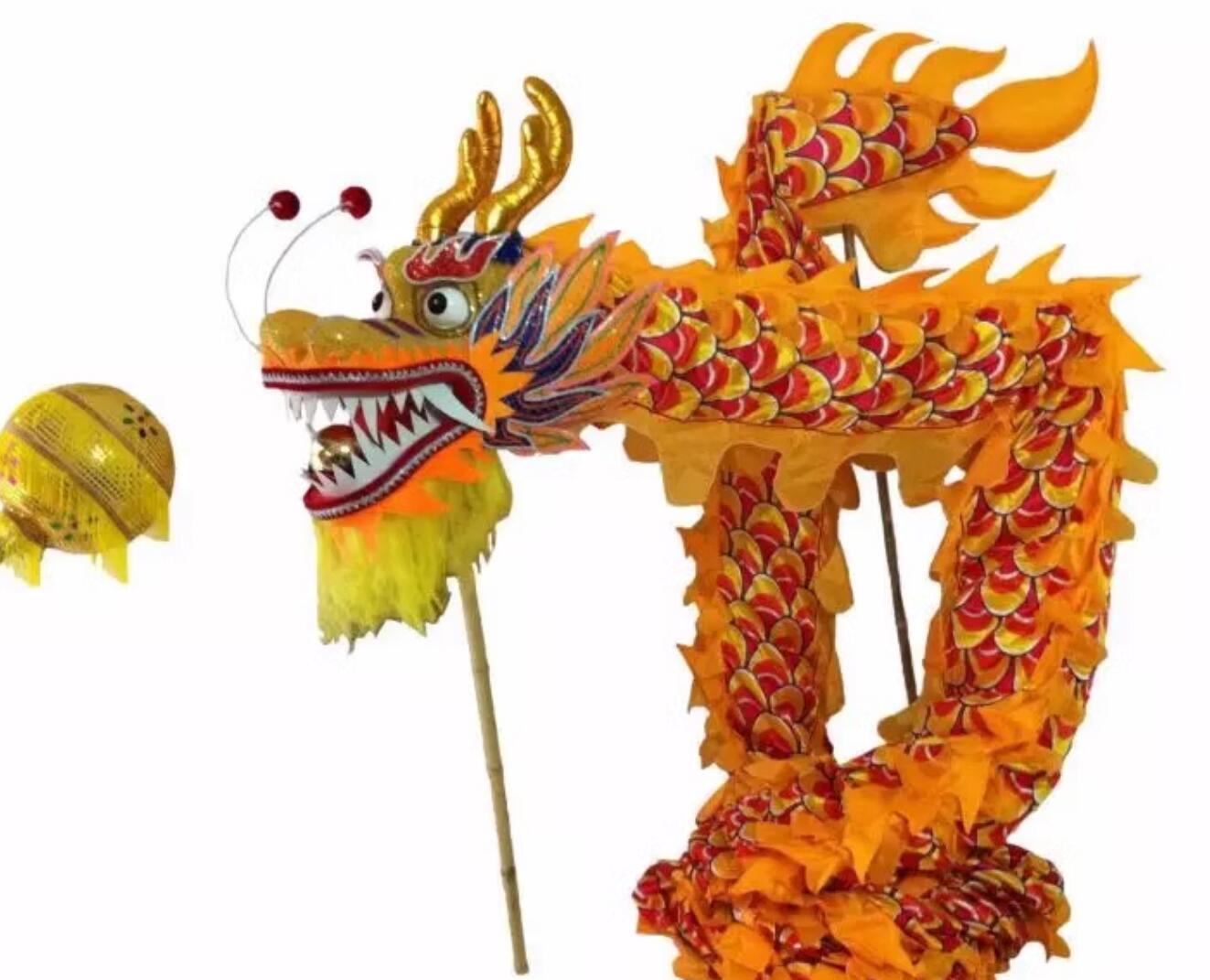 Handmade Dancing Dragon Chinese Happy Festival Celebration Dragon Dance Costumes Complete Set for 7 Adults