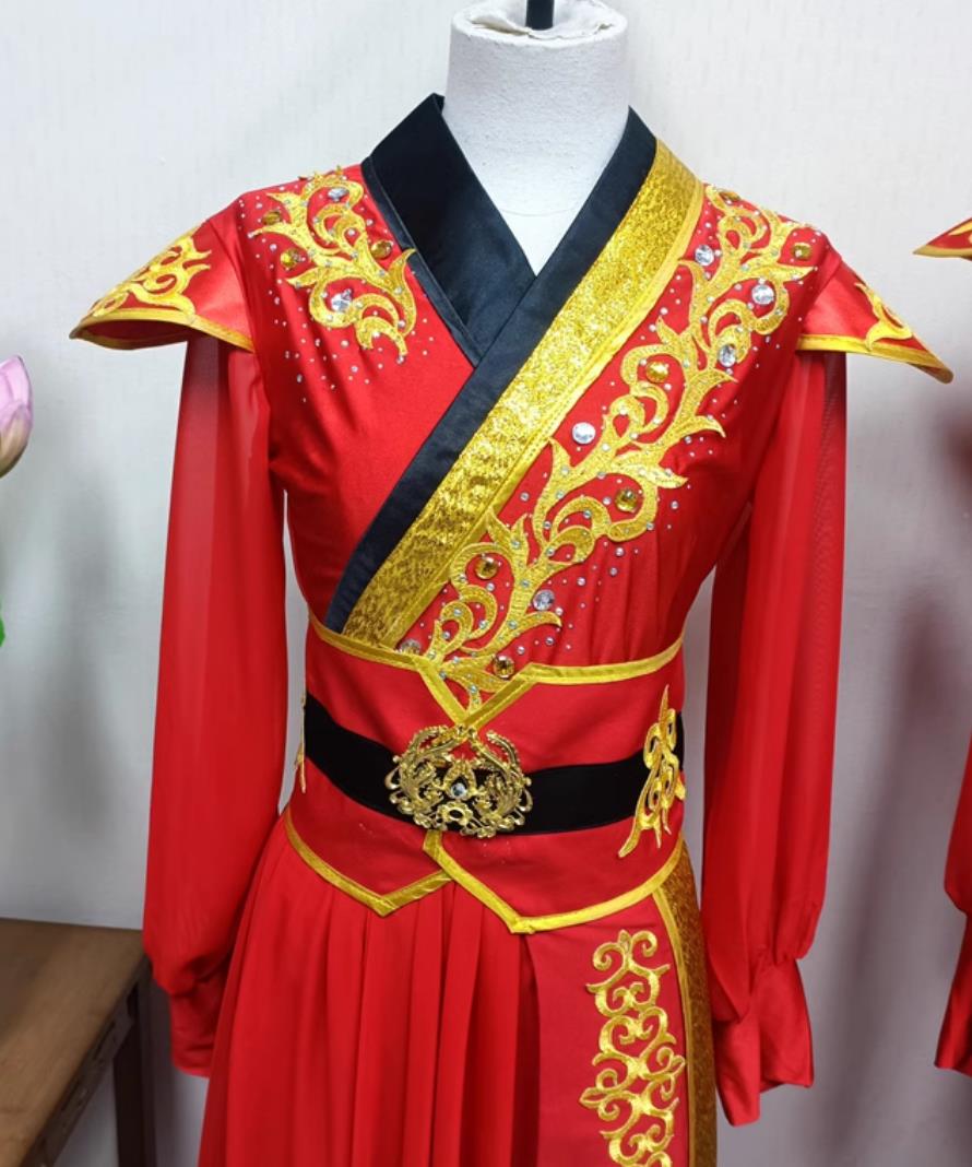 China Drum Dance Yangge Clothing Chinese Yangko Dance Costume Women Group Performance Red Dress