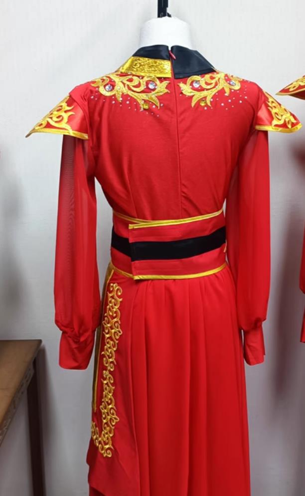 China Drum Dance Yangge Clothing Chinese Yangko Dance Costume Women Group Performance Red Dress