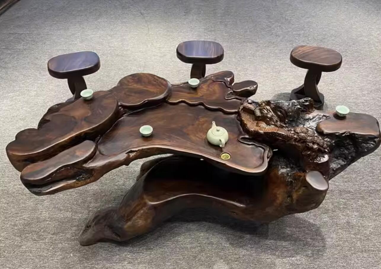 Hand Carved Wenge Teatable  Chinese Tree Root Tea Table Kung Fu Tea