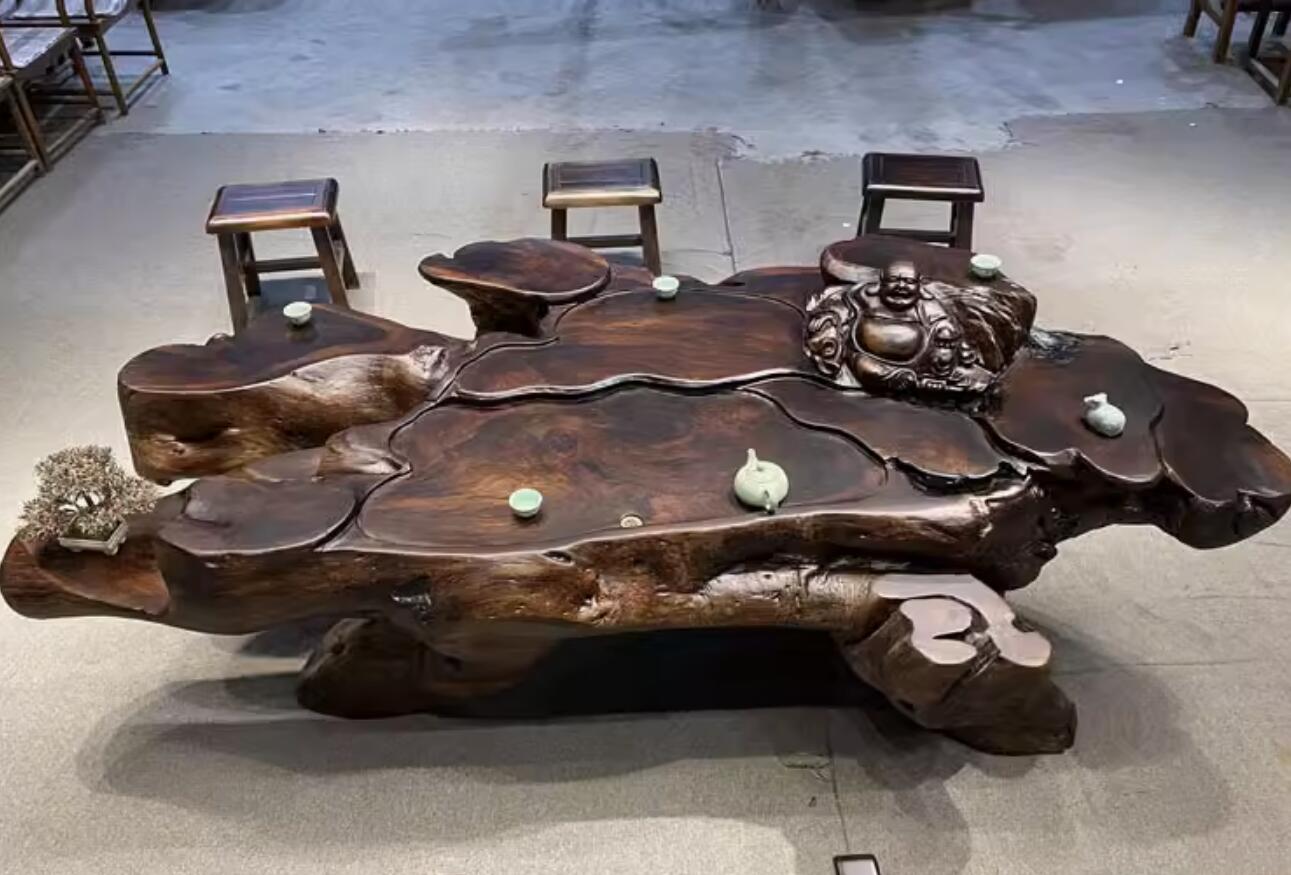 Chinese Kung Fu Tea Hand Carved Wenge Teatable Tree Root Tea Table