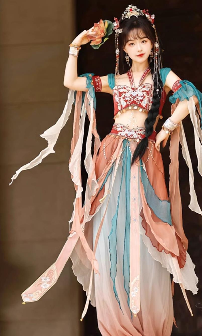 Chinese  Flying Apsaras Hanfu China Dunhuang Feitian Dance Costumes Complete Set