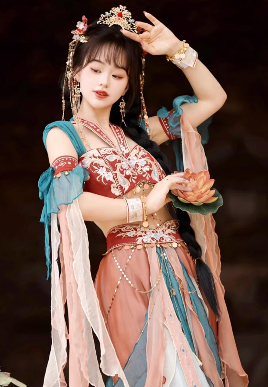 Chinese  Flying Apsaras Hanfu China Dunhuang Feitian Dance Costumes Complete Set