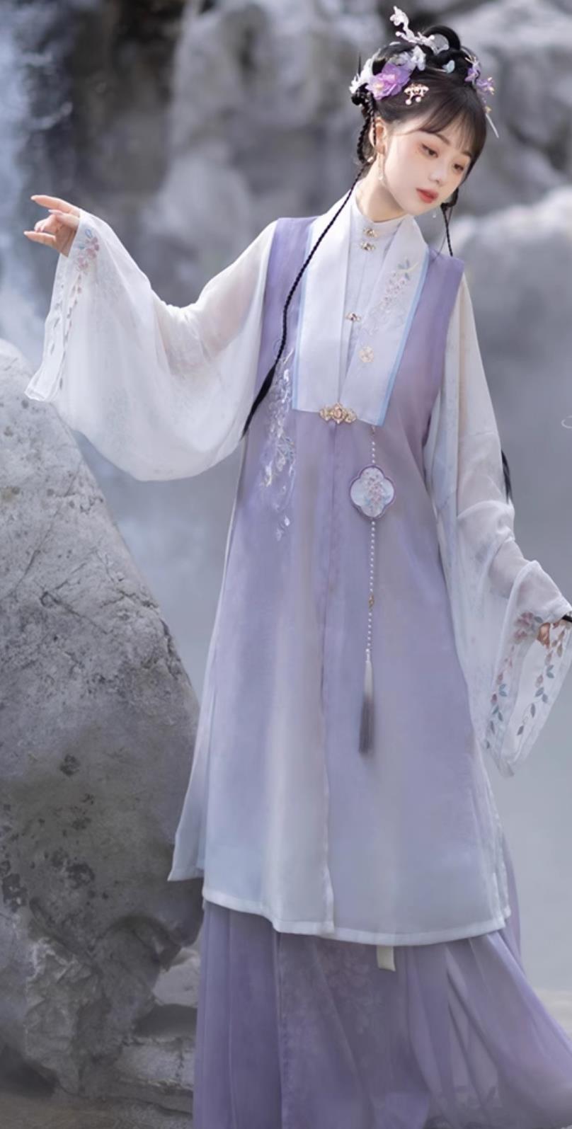 Ancient China Royal Princess Costumes Chinese Hanfu Ming Dynasty Noble Lady Purple Dress