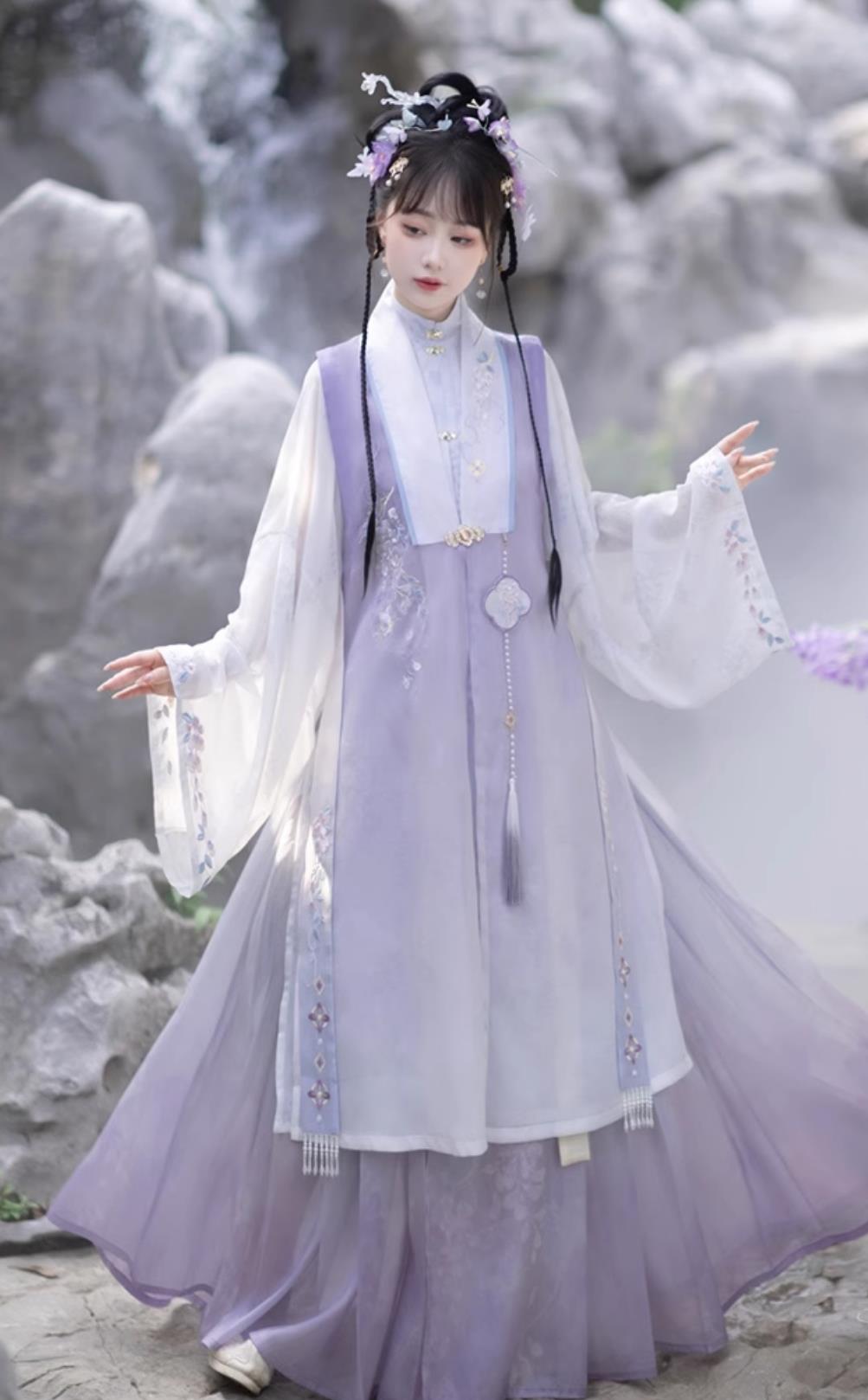 Ancient China Royal Princess Costumes Chinese Hanfu Ming Dynasty Noble Lady Purple Dress