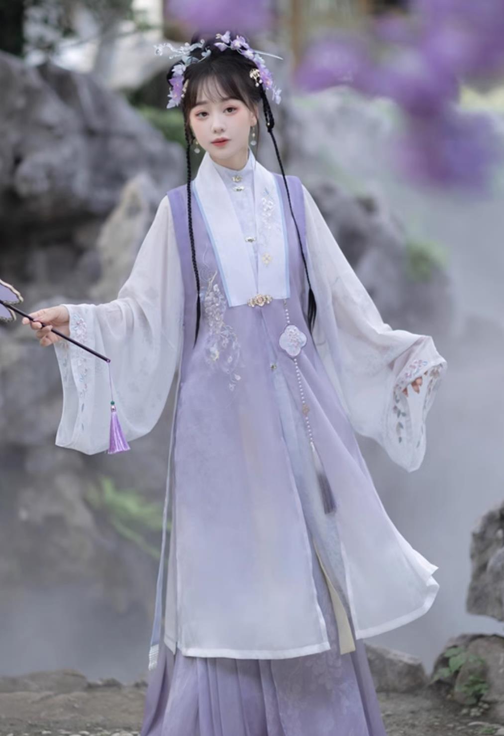 Ancient China Royal Princess Costumes Chinese Hanfu Ming Dynasty Noble Lady Purple Dress