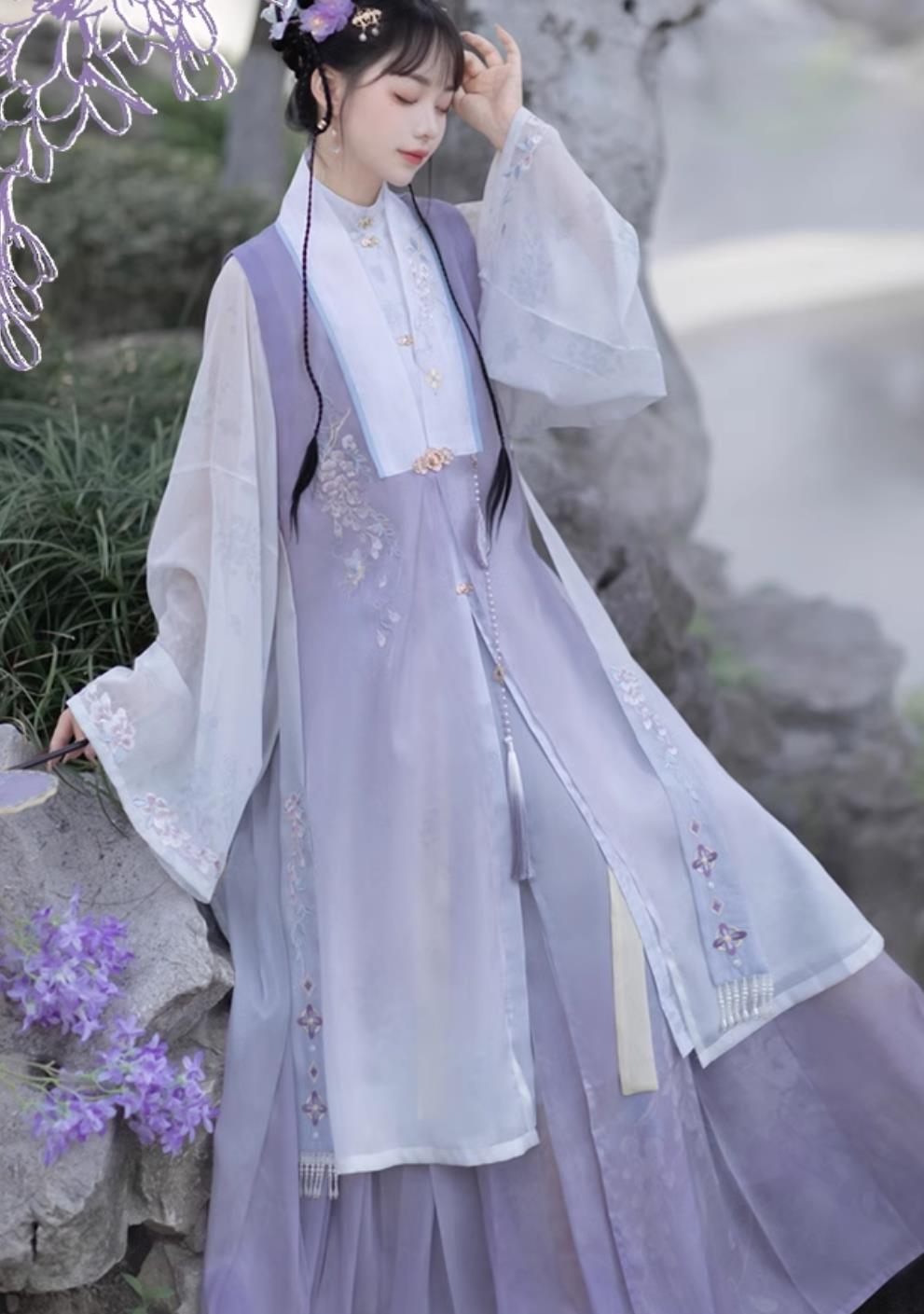 Ancient China Royal Princess Costumes Chinese Hanfu Ming Dynasty Noble Lady Purple Dress