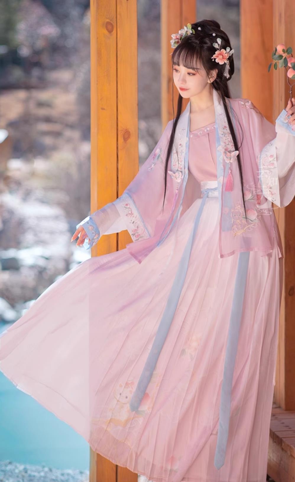 China Song Dynasty Young Lady Pink Dress Ancient Royal Princess Costumes Chinese Hanfu