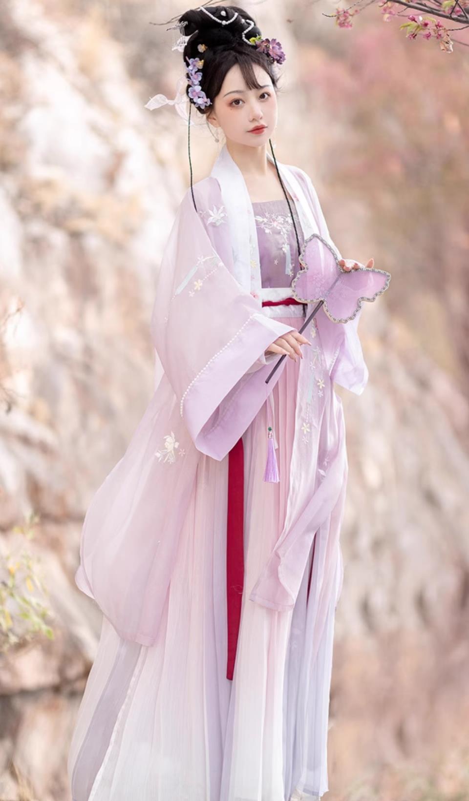 Ancient China Ming Dynasty Royal Princess Dresses Young Lady Costumes Lilac Chinese Hanfu