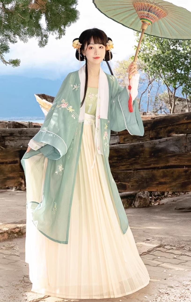 Green Chinese Hanfu Ancient China Song Dynasty Royal Princess Dresses Young Lady Costumes