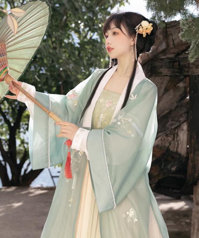 Green Chinese Hanfu Ancient China Song Dynasty Royal Princess Dresses Young Lady Costumes