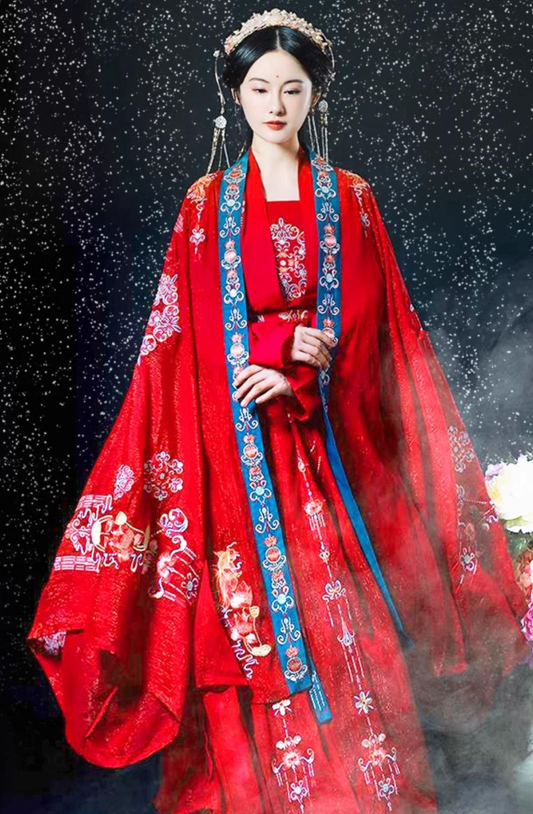 Chinese Wedding Hanfu Ancient China Bride Red Dress Ming Dynasty Young Lady Costume