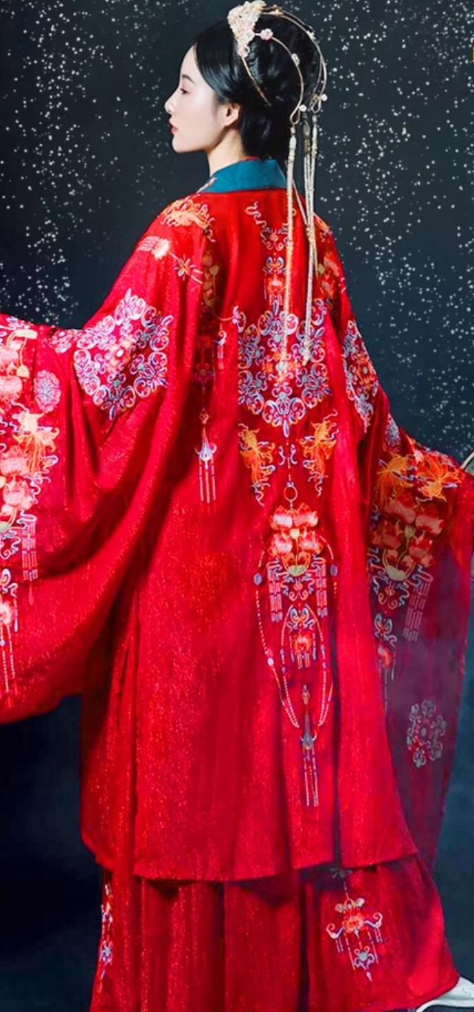 Chinese Wedding Hanfu Ancient China Bride Red Dress Ming Dynasty Young Lady Costume