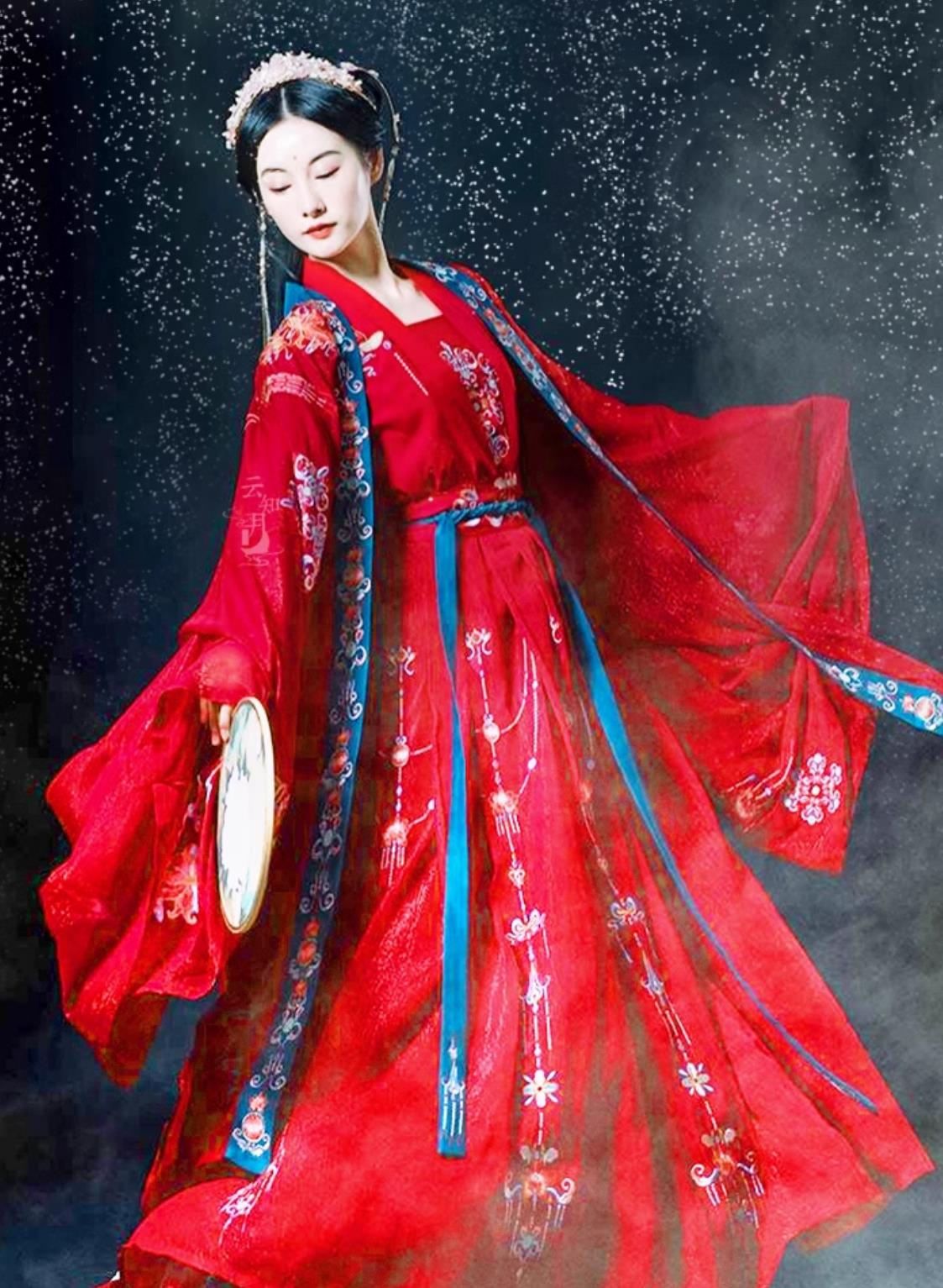 Chinese Wedding Hanfu Ancient China Bride Red Dress Ming Dynasty Young Lady Costume