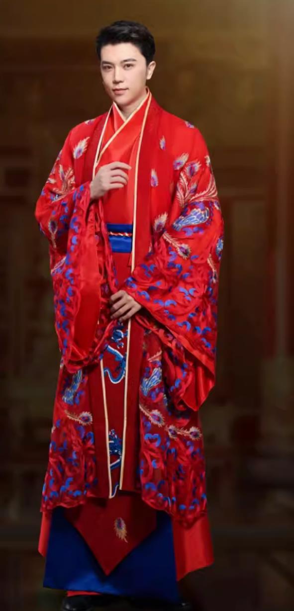 China Hanfu Male Clothing Traditional Chinese Wedding Dress Ancient Groom Embroidered Dragon Garment