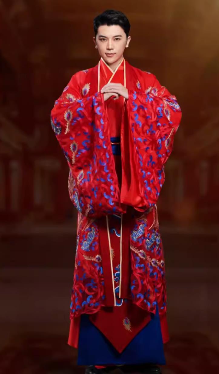 China Hanfu Male Clothing Traditional Chinese Wedding Dress Ancient Groom Embroidered Dragon Garment