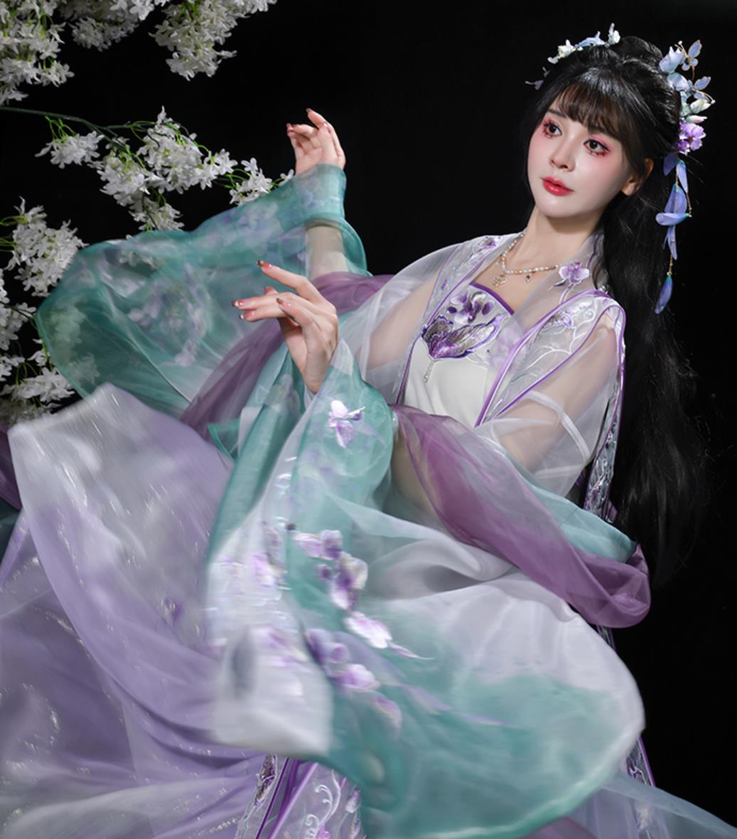 China Ancient Royal Princess Embroidered Purple Dress Traditional Court Woman Clothing Chinese Song Dynasty Hanfu