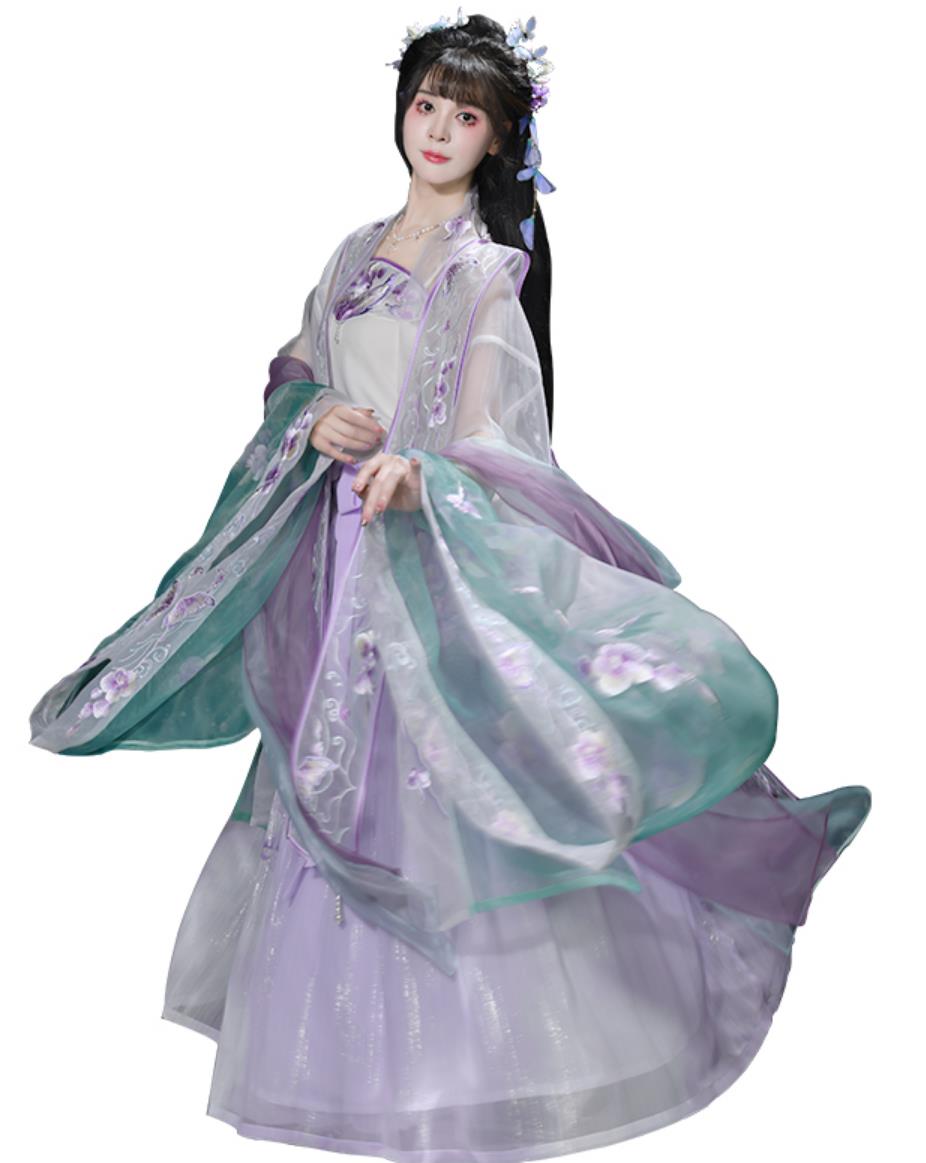 China Ancient Royal Princess Embroidered Purple Dress Traditional Court Woman Clothing Chinese Song Dynasty Hanfu